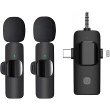 Wireless Lavalier Microphone 3-in-1 for iPhone Android Video Recording