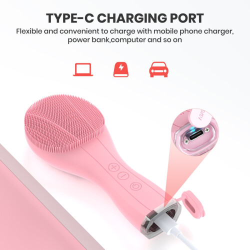 Facial Cleansing Brush Sonic Vibration Silicone Waterproof Rechargeable 1
