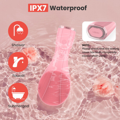 Facial Cleansing Brush Sonic Vibration Silicone Waterproof Rechargeable 2