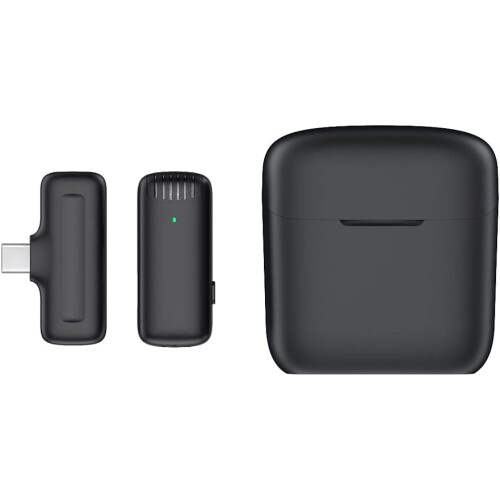 Wireless Lavalier Microphone Charging Case USB-C Noise 1