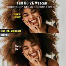 2K QHD Webcam Noise-Cancelling Mic for Video Calls and Streaming