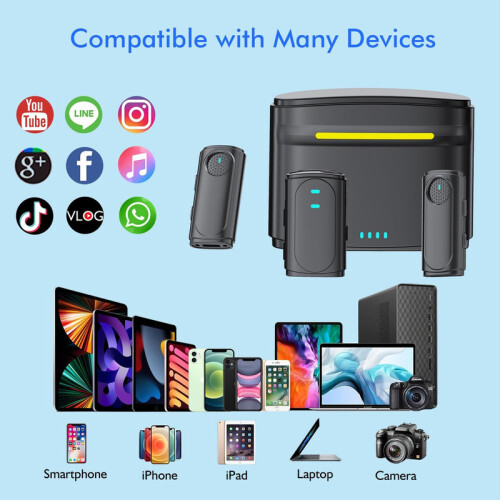 Wireless Lavalier Microphone Charging Case Lightning Noise Reduction 40H