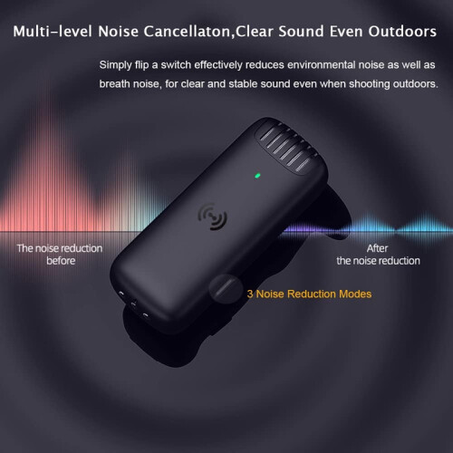 Wireless Lavalier Microphone Charging Case USB-C Noise 2