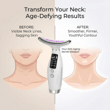 Face and Neck Massager with 7-Color LED and Vibration for Daily Facial Care