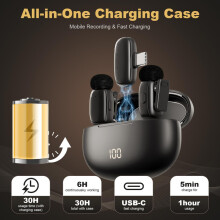 Wireless Lavalier Microphone for iPhone Android Video Recording