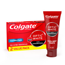Colgate Optic White Whitening Toothpaste with Charcoal, Whitening with Charcoal Toothpaste Pack, Removes Daily Surface Stains, Enamel-Safe for Daily U
