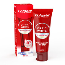 Colgate Optic White Renewal Teeth Whitening Toothpaste, Whitening Fluoride Toothpaste, Effectively Removes Tea, Coffee, and Wine Stains, Made with Hyd
