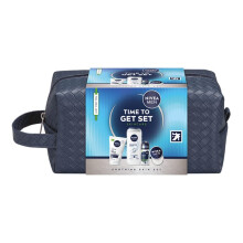 Nivea Men Time To Get Gift Set | 4-Piece Sensitive Skincare Set with Washbag