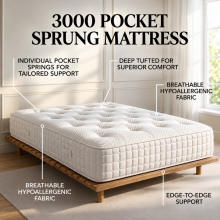 (3000 Pocket Sprung, 4ft6" Double) 1000 2000 3000 Pocket Spring Orthopaedic Mattress Quilted Cover Premium Comfort