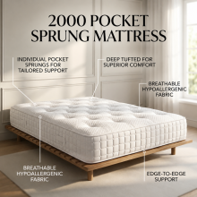 (2000 Pocket Sprung, 5ft King) 1000 2000 3000 Pocket Spring Orthopaedic Mattress Quilted Cover Premium Comfort