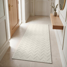 (60x110 cm, Cream / Off White) Embossed Cut Pile Shaggy Rug - Heavy Duty Non Slip Designer Carpets UK