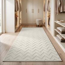 (80x150 cm, Cream / Off White) Embossed Cut Pile Shaggy Rug - Heavy Duty Non Slip Designer Carpets UK