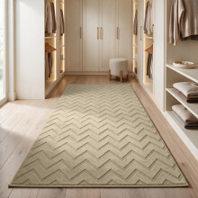 (80x150 cm, Beige) Embossed Cut Pile Shaggy Rug - Heavy Duty Non Slip Designer Carpets UK