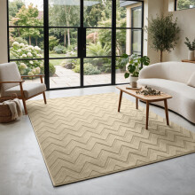 (160x230 cm, Beige) Embossed Cut Pile Shaggy Rug - Heavy Duty Non Slip Designer Carpets UK
