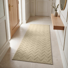 (60x110 cm, Beige) Embossed Cut Pile Shaggy Rug - Heavy Duty Non Slip Designer Carpets UK