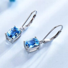 (Sea blue) New Blue Topaz Dangle Earrings for Women Simple Cubic Zirconia Drop Earrings Elegant Teardrop Gemstone