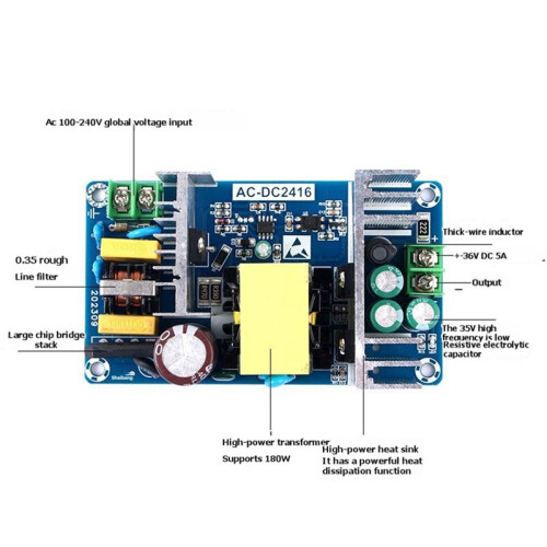 Module D'Alimentation à Découpage AC/ 180 W, Module D'Alimentation Isolé AC 110 V/220 V Vers  36 V, Module D'Alimentation 5 A 2