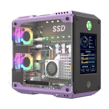 Voor Raspberry Pi 5 PiTower Gen 2  PC RGB-Behuizing met 2,8" IPS-Scherm, Dubbele SSD-Sleuf, Ondersteunt 2230/2242/2260/2280