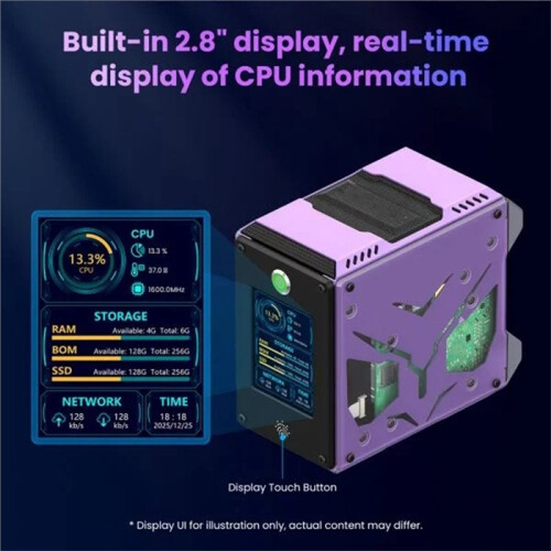 Per Raspberry Pi 5 PiTower Gen 2  PC Case RGB con Schermo IPS da 2,8" Doppio Slot SSD Supporta 2230/2242/2260/2280 2