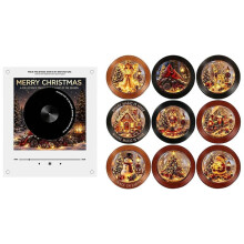 Coffret Musical Magnétique NFC pour Réfrigérateur, avec 9 Disques Vinyles de Noël