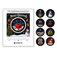 Xmas Magnetic Music Fridge Magnet Christmas Viny Record Music Player with Fridge Magnets NFC Tap-to- Retro Audio Box
