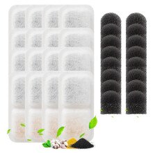 Replacement Filters & Sponges for ONEISALL 2.2L 3.2L Wireless Fountain Wireless Cat Fountain Helps Maintain Freshs 16+16