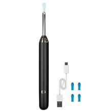 Visual Ear Cleaner Ear Spoon Otoscope USB-C Charging Endoscope Earwax Removal Tool with Camera Black