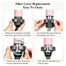 For Airwrap Filter Cage Cover and Cleaning Brush Replacement Compatible with Airwrap HS01 HS05 HS08