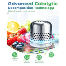 Refrigerator Deodorizer,-Catalytic Stainless Steel Deodorizer, Compact Storage Design, Extends the Life of Groceries