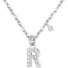 (R) GUOYU Women's Initial Necklace 925 Silver Letter Pendant with Zirconia A-Z Birthday Gift