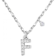 (F) GUOYU Women's Initial Necklace 925 Silver Letter Pendant with Zirconia A-Z Birthday Gift