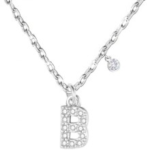 (B) GUOYU Women's Initial Necklace 925 Silver Letter Pendant with Zirconia A-Z Birthday Gift
