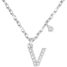 (V) GUOYU Women's Initial Necklace 925 Silver Letter Pendant with Zirconia A-Z Birthday Gift