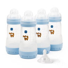 MAM Easy Start Anti-Colic Bottles, 4X 260ml, Self-Sterilising, Blue