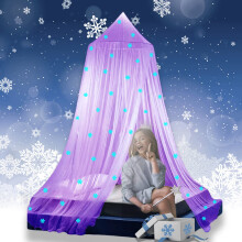 Eimilaly Princess Bed Canopy Glow in The Dark, Christmas Snowflakes