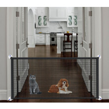 Portable Stair Gate for Dogs Indoor Magic Pet Gates for The House Doorway Upgraded Mesh 180x78cm Safety Puppy Fence Enclosure, Black
