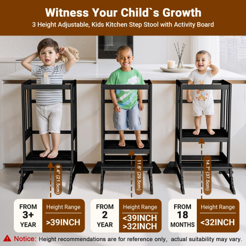 COSYLAND Height-Adjustable Toddler Standing Tower – Stable Kitchen 2