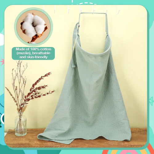 GSrenyu Nursing Cover, Adjustable Strap Cotton Breastfeeding 2