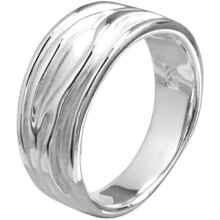 (60 (19.1)) Vinani Women's Ring 925 Silver - Tree Groove Design Sandblasted Glossy - 925 Sterling Silver - RER