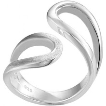 (56 (17.8)) Vinani Women's Design Ring 925 Sterling Silver Curved Open Loop Ring Brushed Polished Finish Modern Elegant Handmade Jewelry