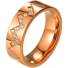 (Rosegold, 60 (19.1)) JewelryWe Women's Stainless Steel Ring ECG Heartbeat Engraved Cubic Zirconia Engagement Ring Silver Gold Rose Gold 52-60mm
