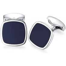 (Marineblau) HONEY BEAR Men's Square Cufflinks Wedding Business Cufflinks Classic Accessory Silver
