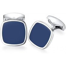 (Blau) HONEY BEAR Men's Square Cufflinks Wedding Business Cufflinks Classic Accessory Silver
