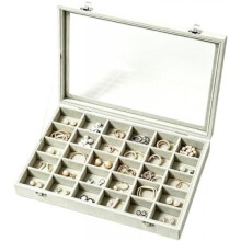 Jewelry Organizer Box 30 Compartments Earring Necklace Display Storage Case for Women Moms Home Makeup Vanity Craft Fair Boutique