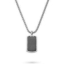 (Tag strukturiert silber) s.Oliver Men's Stainless Steel Necklace with Cool Pendant - Modern Casual - Perfect Gift