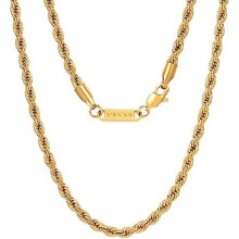 (66.0 Zentimeter, Golden-5mm) VEXXS 18K Gold Plated Stainless Steel Necklace for Men Women 3/4/5mm Rope Chain 46-66cm Jewelry Gift