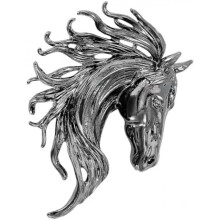 (Schwarz) Horse Head Brooch Animal Lapel Pin for Men Women Suit Decoration Silver One Size