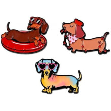 3 Pack Dachshund Pins, Enamel Metal Cartoon Brooch for Bags Clothes Backpacks Hats, Dog Lover Gift for Women Men