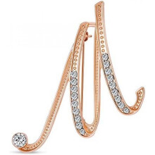 (Rose Gold) Large Letter Brooch with Rhinestones - Crystal Cursive Script Alphabet Initial Pin for Women Girls Teens, Silver Gold Tone Scarf Clip