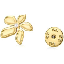 (Gold) KKJOY Minimalist Flower Brooch Stainless Steel Pin Trendy Accessory for Women Men Silver
